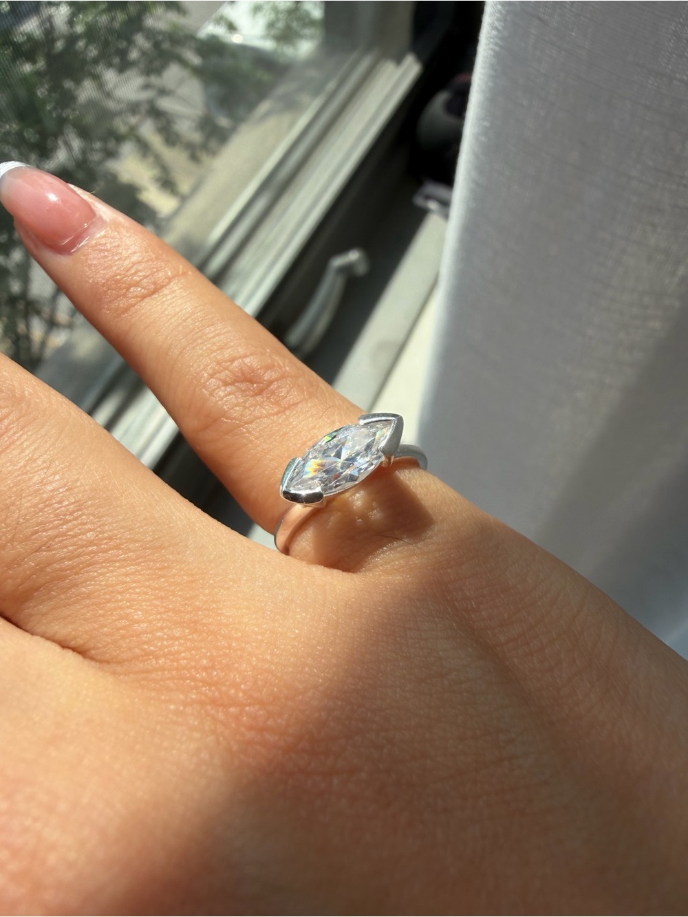 1.5 Ct Marquise Moissanite Pinky Ring - Size 3.25